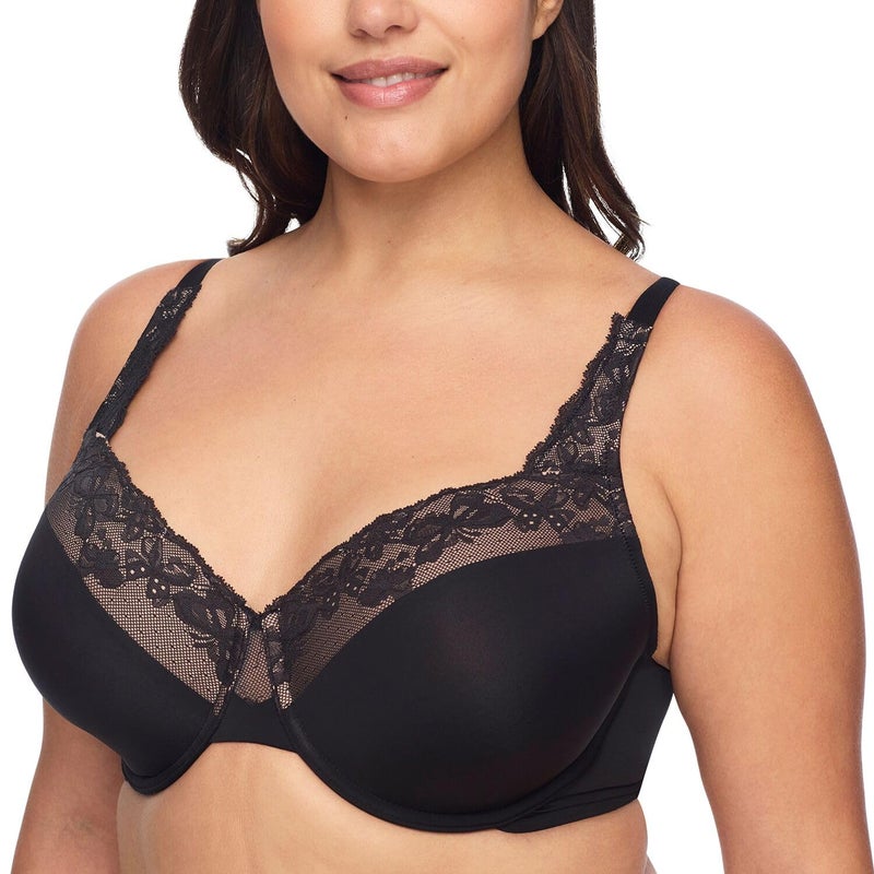 Olga womens Cloud 9 Underwire Contour With Lace Bra, Black, 42DD US - Image 1